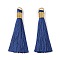 Polyester Tassel Big Pendant Decorations, Marine Blue, 83mm, Hole: 8x6.5mm