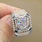 Square Alloy with Crystal Rhinestone Finger Rings, Platinum, US Size 11(20.6mm)