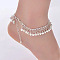Alloy Crystal Rhinestone Bell Charm Tassel Anklets for Women, Silver, 8-1/4 inch(210mm)