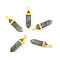 Natural Labradorite Pointed Pendants, with Random Alloy Pendant Hexagon Bead Cap Bails, Golden, Bullet, 37~40x12.5x10mm, Hole: 3x4.5mm
