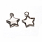 Tarnish Resistant Star 201 Stainless Steel Pendant Cabochon Settings, Plain Edge Bezel Cups, Stainless Steel Color, Tray: 11x11mm, 16x13x2mm, Hole: 2.5mm