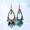 Ethnic Style Alloy Acrylic Dangle Earrings, with CCB, Teardrop, Antique Bronze, Light Sky Blue, 60x30mm
