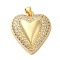 Mother's Day Brass Micro Pave Clear Cubic Zirconia Pendants, Cadmium Free & Lead Free, Heart, Real 16K Gold Plated, 24x21.5x6.5mm, Hole: 5x3.5mm