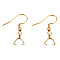 Ion Plating(IP) 304 Stainless Steel Hooks, Ear Wire, with Ice Pick Pinch Bails, Golden, 27x20mm, 21 Gauge, Pin: 0.7mm
