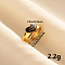 Vintage 304 Stainless Steel Enamel Cuff Ring, Heart with Eye Wide Band Open Ring for Women, Golden, Black