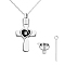 Rhinestone Cross with Heart Urn Ashes Necklace, Brass Pendant Necklace for Women, Platinum, 19.69 inch(50cm)