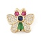 Brass Micro Pave Cubic Zirconia Slide Charms, Long-Lasting Plated, Butterfly, Golden, 13x15.5x5.5mm, Hole: 1.5x5mm and 10x1.5mm