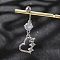 Alloy Crystal Rhinestone Dangle Curved Barbell Belly Rings, with 304 Stainless Steel Pins, Platinum & Stainless Steel Color, Heart, 46mm, Pin: 1.6mm