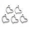 Tarnish Resistant 304 Stainless Steel Charms, Laser Cut, Heart, Stainless Steel Color, 13x12x1mm, Hole: 1mm