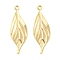 Brass Pendants, Cadmium Free & Nickel Free & Lead Free, Leaf Charms, Real 18K Gold Plated, 30x10x0.7mm, Hole: 1.2mm
