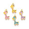 304 Stainless Steel Charms, with Enamel, Real 14K Gold Plated, Giraffe Charm, Ion Plating(IP), Mixed Color, 13x7.5x0.8mm, Hole: 1mm