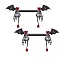 316L Surgical Stainless Steel Ruby Rhineston Nipple Barbells, Black, Skeleton Hand with Wings, 37x21mm