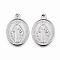 Non-Tarnish 304 Stainless Steel Pendants, Oval with Virgin Mary, Stainless Steel Color, 19.5x13.5x2.5mm, Hole: 1.5mm