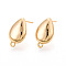 Brass Stud Earring Findings, Teardrop, Nickel Free, Long-Lasting Plated, Real 18K Gold Plated, 17x10mm, Hole: 1.5mm, Pin: 0.7mm