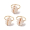 Copper Wired Wrapped Shell Finger Rings, Golden, US Size 7 1/4(17.5mm)