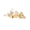Brass Micro Pave Clear Cubic Zirconia Fold Over Clasps, Cadmium Free & Nickel Free & Lead Free, with Glass & Enamel, Butterfly, Real 18K Gold Plated, 40mm, Hole: 1.2mm