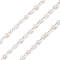 Cube & Round Glass & ABS Imitation Pearl Beaded Chains, Unwelded, with 304 Stainless Steel Link Chains, Golden, Antique White, 2.5~3x2.5~3x2.5mm