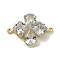 Brass Crystal Rhinestone Connector Charms, Cadmium Free & Lead Free, Flower Links, Golden, 14x20x5mm, Hole: 1mm