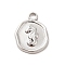 Non-Tarnish 304 Stainless Steel Pendants, Flat Round with Sea Horse, Stainless Steel Color, 16x13x2mm, Hole: 2mm