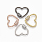 Brass Micro Pave Clear Cubic Zirconia Screw Carabiner Lock Charms, for Necklaces Making, Cadmium Free & Lead Free, Quick Links, Heart, Mixed Color, 20.5x24x2mm, Screw: 7x5.5mm