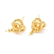 Brass Stud Earrings Findings, Knot, for Half Drilled Beads, Cadmium Free & Nickel Free & Lead Free, Real 18K Gold Plated, 19x13mm, Pin: 0.5mm and 11x0.8mm