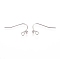 Brass Earring Hooks, Ear Wire, with Horizontal Loop, Long-Lasting Plated, Real Platinum Plated, 10.5x20x2.5mm, Hole: 1.5mm, 21 Gauge, Pin: 0.7mm