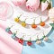 304 Stainless Steel Pumpkin Dangle Earrings, with Acrylic & Glass Seed & Glass Beads, Golden, Mixed Color, 44x20mm