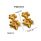Fashionable Irregular Stainless Steel Stud Earrings for Women, Golden, Leaf, 45x31mm
