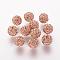 Polymer Clay Rhinestone Beads, Grade A, Round, Pave Disco Ball Beads, Light Peach, 8x7.5mm, Hole: 1.5~1.8mm