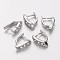 Brass Bails, Ice Pick & Pinch, With Middle East Rhinestone, Platinum Color, Nickel Free, about 4mm wide, 12mm long, 8mm thick