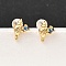Brass Stud Earrings, with Glass 316 Surgical Stainless Steel Pins, Nickel Free, Real 18K Gold Plated, Shell Shape, 9.5x7mm