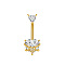 304 Stainless Steel Pave Clear Cubic Zirconia Curved Barbell Belly Rings, Golden, Heart, 26mm