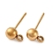 304 Stainless Steel Stud Earring Findings, with Loop, Ball, Real 18K Gold Plated, 16x5mm, Hole: 1.6mm, Pin: 0.7mm