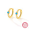925 Sterling Silver Micro Pave Cubic Zirconia Hoop Earrings for Women, with Synthetic Opal, Real 18K Gold Plated, 11x8.4mm