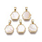 Brass Charms, with Freshwater Shell, Nickel Free, Real 18k Gold Plated, Hexagon, Seashell Color, 13x12.5x3mm, Hole: 2x4mm