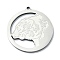 Non-Tarnish 201 Stainless Steel Pendants, Laser Cut, Flat Round with Bear Charm, Stainless Steel Color, 27x25x1mm, Hole: 1.5mm
