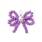 Handmade Glass Seed Beaded Pendants, Bowknot Charms with Glass Pearl and Copper Wire Loops, Silver Color Plated, Purple, 25.5x29.5x6.5mm, Hole: 2.5mm