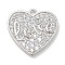 Rack Plating Brass Micro Pave Cubic Zirconia Pendants, Long-Lasting Plated, Lead Free & Cadmium Free, Heart Charms, Platinum, 15x15.5x1.7mm, Hole: 1.5mm