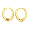Oval Brass Huggie Hoop Earrings for Women, Real 18K Gold Plated, 16x12.5mm