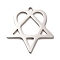 Non-Tarnish 304 Stainless Steel Pendants, Star with Heart Charm, Stainless Steel Color, 33x32.5x1.5mm, Hole: 2mm