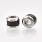 304 Stainless Steel European Beads, with Fiber, Large Hole Beads, Column with Basket Weave Pattern, Stainless Steel Color, Black, 10x8mm, Hole: 5mm
