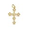 Brass Micro Pave Cubic Zirconia Pendants, Cross, Long-Lasting Plated, Lead Free & Cadmium Free, Rack Plating, with Jump Ring, Real 18K Gold Plated, 24.5x16x2mm, Hole: 3.5mm