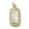 Brass Micro Pave Cubic Zirconia Pendants, Cadmium Free & Lead Free, with Shell, Oval, Real 18K Gold Plated, 20.5x10x3mm