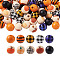 100Pcs 10 styles Halloween Themed Natural Wooden Beads, Round with Mixed Pattern, Mixed Color, 16mm, Hole: 4mm
