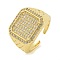 Brass with Cubic Zirconia Open Cuff Rings, Lead Free & Cadmium Free, Real 18K Gold Plated, Real 18K Gold Plated, 16mm, Inner Diameter: 18.5mm