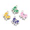 Alloy Enamel Pendants, Lead Free and Cadmium Free, Bowknot, Platinum Color, Mixed Color, 19x17x2mm, Hole: 2mm
