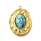 Oval 304 Stainless Steel Pendants, with Synthetic Turquoise, Ion Plating(IP), 29.5x22.5x7.5mm, Hole: 1.8mm