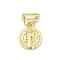 Brass Slide Charms, Flat Round with Saint Benedict, Lead Free & Cadmium Free, Long-Lasting Plated, Rack Plating, Real 18K Gold Plated, 19.5x15.5x3.5mm, Hole: 2x10.5mm