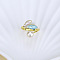 Natural Freshwater Pearl with Natural Shell Cuff Rings, Golden, Leaf, Inner Diameter: 15~19mm