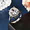 Adjustable 925 Sterling Silver Micro Pave Cubic Zirconia Cuff Rings for Women, Real Platinum Plated, Flat Round, US Size 7 1/4(17.5mm), Flat Round: 13mm